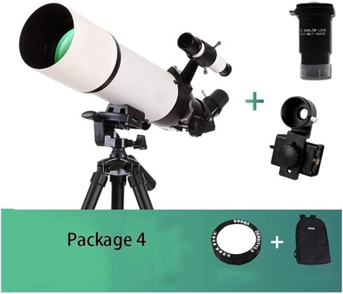 Telescopes for Astronomy Beginners 45 Degree Erect Zenith Mirror 80mm Large Diameter 5x24 Finder Telescope for Kids with Backpack A (Package 3) in Kuwait