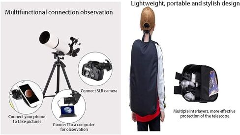 Telescopes for Astronomy Beginners 45 Degree Erect Zenith Mirror 80mm Large Diameter 5x24 Finder Telescope for Kids with Backpack A (Package 3) in Kuwait