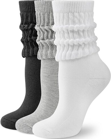 HONGTEYA Slouchy Crew Socks for Women Soft Scrunch Socks Cute Fashion Retro for Boot Sneakers Size 5-11 in Kuwait