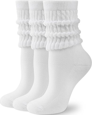 HONGTEYA Slouchy Crew Socks for Women Soft Scrunch Socks Cute Fashion Retro for Boot Sneakers Size 5-11 in Kuwait
