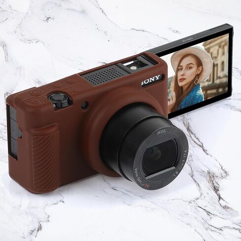 حالة كاميرا ZV-1F ، حالة حماية من السيليكون الناعمة لـ Sony ZV1F/ZV-1M2/ZV-1 Mark II (ليس لكاميرا Vlog ZV1) ، غطاء ZV1F خفيف الوزن (القهوة) in Kuwait