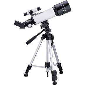 Astronomical Telescope for Kids Beginners Adults 70mm Astronomical Refractor Telescopes Monocular with Height Adjustable Tripod Phone Mount White (White)