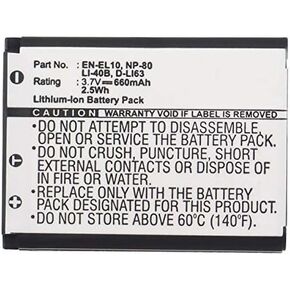 Synergy Digital Camera Battery, Compatible with Casio Exilim EX-Z35 Digital Camera, (Li-ion, 3.7V, 660mAh) Ultra High Capacity, Replacement for Olympus LI-40B Battery