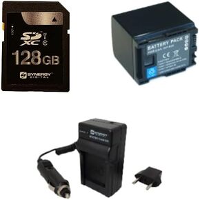 Synergy Digital Accessory Kit, Compatible with Canon XA55 UHD 4K30 Camcorder includes: SDM-1503 Charger, ACD787 Battery, SY-SD128GB Memory Card