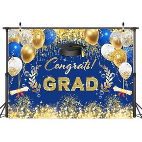 AIIKES 7x5FT Graduation Backdrop Cap Balloon Fireworks 2025 Grad Party Decorations Banner Congrats Backdrops Photo Back Drop 12-539 in Kuwait