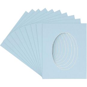 16x20 Mat Bevel Cut for 13.5x17 Photos - Precut Brittany Blue Oval Shaped Photo Mat Board Opening - Acid Free Matte to Protect Your Pictures - Bevel Cut for Family Photos, Pack of 1 Matboard