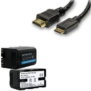 Accessory Kit Compatible with Synergy Digital, Works with Sony PXW-Z280 Camcorder includes: HDMI6FM AV & HDMI Cable, EM-BLI-439-2.6 Battery