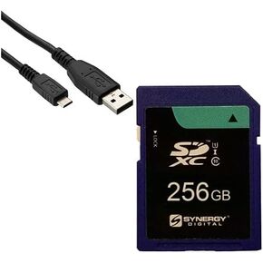 Synergy Digital Accessory Kit, Compatible with Canon XC15 4K Camcorder includes: USBM USB Cable, KSD256GB Memory Card
