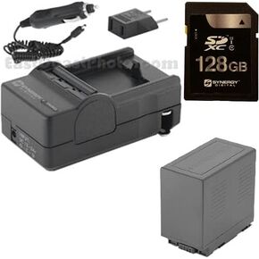 Synergy Digital Accessory Kit, Compatible with Panasonic HC-MDH3 AVCHD Shoulder Mount Camcorder includes: SY-SD128GB Memory Card, SDCGRD54 Battery, PT29 Charger