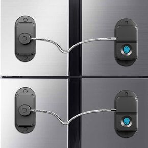 Fingerprint Fridge Lock, Refrigerator Lock with Fingerprint, for Fridge, Cabinet Locks, Drawers, Dishwasher, Toilet and Cabinet Locks Baby Proofing, 3M Adhesive No Drilling (Black)