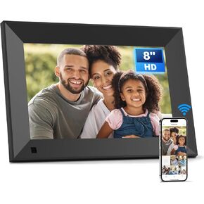 8 Inch Digital Picture Frame WiFi with Touchscreen,16GB 1280 * 800 HD IPS Digital Photo Frame,Send Photos Directly from Your Phone from Anywhere, Sync Mirror Smartphone Screen,Black