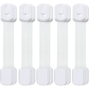 Child Safety Cabinet Locks - (10 Pack) Baby Proofing for for Cabinets, Drawers, Fridge, Oven, Toilet Seat Kitchen Cupboard Appliance Trash Can with 3M Adhesive No Drill No Tool