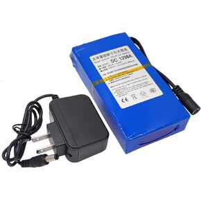 DC 1298A 12V 9800MAH حزمة بطارية LI-ION القابلة لإعادة الشحن لكاميرا CCTV ، مشغلات MP3 مع شاحن (12 فولت ، 9.8 AH ، قابلة لإعادة الشحن)