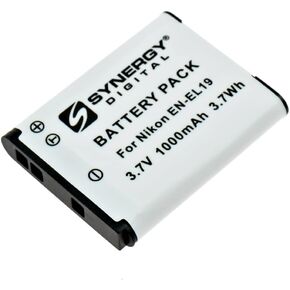 Synergy Digital Camera Battery, Works with Nikon Coolpix S2550 Digital Camera, (Li-Ion, 3.7V, 1000 mAh) Ultra Hi-Capacity, Compatible with Nikon EN-EL19 Battery