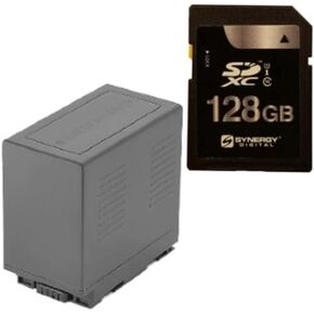Synergy Digital Accessory Kit, Compatible with Panasonic HC-MDH3 AVCHD Shoulder Mount Camcorder includes: SY-SD128GB Memory Card, SDCGRD54 Battery