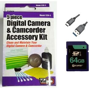 Accessory Kit Compatible with Synergy Digital, Works with Sony Alpha a7R IV Mirrorless Digital Camera includes: EM-USB-TYPEC-6B USB Cable, SY-SD64GB Memory Card, ZELCKSG Care & Cleaning