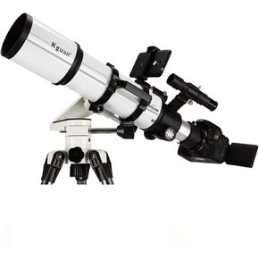 Refractor Telescope with Tripod ; Finder Scope Portable Telescope for Kids ; Astronomy Beginners Travel Scope Multilayer Green Film Fretting Tracking 80Az