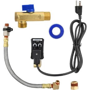 Automatic Timed Condensate Drain Valve Electronic Drain Valve Kit with 1/4 Inch NPT Drain Valve Elbow Fitting 1/2" 2-way Direct-acting Drain Valve and Braided Steel Hose