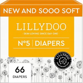 Baby Diapers - Size 5 (24-35 lbs), Half-Monthly Supply (66 Count), Leak Protection, Skin-Friendly, Ultrasoft, Perfume- & Chlorine-Free, Hypoallergenic, dermatologically Tested, Oeko-TEX®