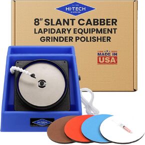 Hi -Tech Diamond 8 "Slant Cabber - آلة الكابينة المعدات الحجرية ، الحجر ، تلميع الصخور ، طاحونة ، مشكل مع محرك السرعة المتغير ، تشمل مجموعة ملحقات آلة التلميع الصخرية الصخرية