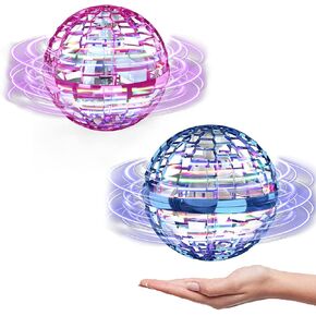 ATHLERIA 2 Pcs Flying Orb Ball Toys(Blue+Pink) Soaring Hover Boomerang Spinner Hand Controlled Mini Drone for Kids Adults Outdoor Indoor
