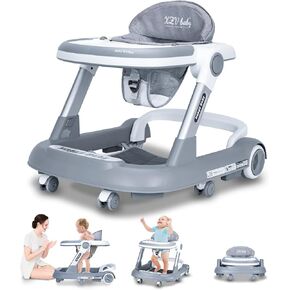 Baby Walker with Wheels 4 in 1 Foldable Activity Center with Mute Wheels Adjustable Heights Anti-Fall Activity Center for Boys Girls Safe Infant Toddler Walker with Footrest for 6-24 Months in Saudi Arabia
