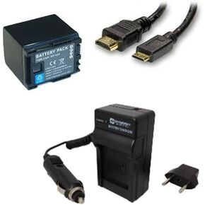 Synergy Digital Accessory Kit, Compatible with Canon XA45 Professional UHD 4K Camcorder includes: SDM-1503 Charger, HDMI6FM AV & HDMI Cable, ACD787 Battery