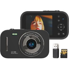 1080P Digital Camera Portable Digital Video Camera 48MP Dual Lens 2.8 Inch IPS Screen Game Playing Mc Listening Built-in Battery with 32GB TF Card USB Card Reader Birthday Christmas Gift for Teens