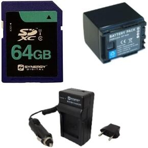 Synergy Digital Accessory Kit, Compatible with Canon XA15 Compact Full HD Camcorder includes: SDM-1503 Charger, ACD787 Battery, SY-SD64GB Memory Card