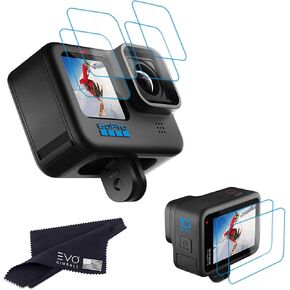 [2 Sets] Screen & Lens Protector for GoPro Hero 10 & Hero 9 Black - Easy Install 9H Tempered Glass with Microfiber Cleaning Cloth - Compatible with GoPro HERO9 & HERO10 Black Action Cameras