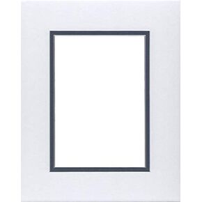 Pack of (2) 20x24 Double Double Acid Free White Core Picture Mats Cut for 16x20 Pictures in White and Baltic Blue
