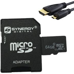 Synergy Digital Accessory Kit, Compatible with Zoom Q2n-4K Camcorder includes: HDMI6FMC AV & HDMI Cable, SY-MSD64GB Memory Card