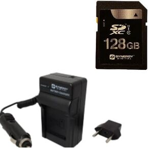 Synergy Digital Accessory Kit, Compatible with Canon XA40 Professional UHD 4K Camcorder includes: SDM-1503 Charger, SY-SD128GB Memory Card
