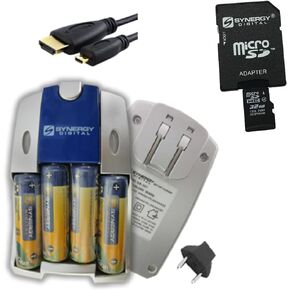 Synergy Digital Accessory Kit, Compatible with Zoom Q2n Handy Camcorder includes: SB201 Battery, SB257 Charger, HDMI6FMC AV & HDMI Cable, SY-MSD32GB Memory Card