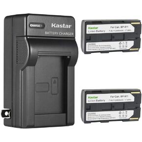 Kastar 2-Pack Battery and AC Wall Charger Replacement for Canon BP-911 BP-911K BP-914 BP-915, BP-930 BP-935, BP-925, BP-945 BP-950 BP-950G BP-955, BP-970 BP-970G BP-975 Battery