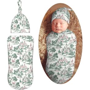 Vintage Western Cowboy Newborn Swaddle Blankets Hat Sets Soft Baby Receiving Blanket Swaddle Sack for Baby Shower Infant Boy Girl Gift