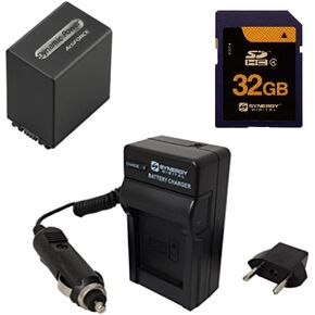 Accessory Kit Compatible with Synergy Digital, Works with Sony HXR-NX80 4K NXCAM Camcorder includes: SDM-109 Charger, SDNPFV100 Battery, SY-SD32GB Memory Card