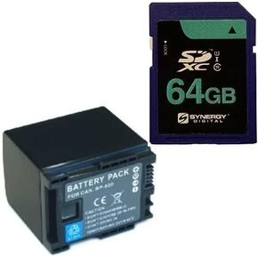 Synergy Digital Accessory Kit, Compatible with Canon XA40 Professional UHD 4K Camcorder includes: ACD787 Battery, SY-SD64GB Memory Card