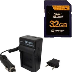 Synergy Digital Accessory Kit, Compatible with Canon XA40 Professional UHD 4K Camcorder includes: SDM-1503 Charger, SY-SD32GB Memory Card