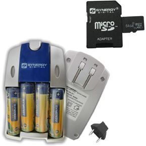 Synergy Digital Accessory Kit, Compatible with Zoom Q2n Handy Camcorder includes: SB257 Charger, SY-MSD64GB Memory Card