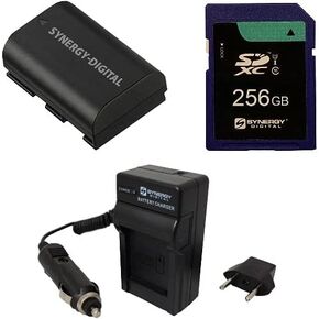 Synergy Digital Accessory Kit, Compatible with Canon XC15 4K Camcorder includes: SDLPE6 Battery, SDM-1511 Charger, KSD256GB Memory Card