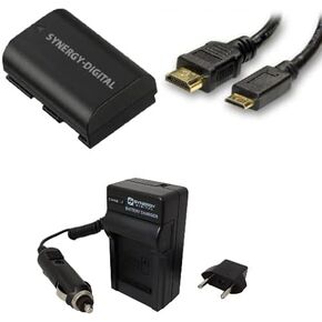 Synergy Digital Accessory Kit, Compatible with Canon XC15 4K Camcorder includes: SDLPE6 Battery, SDM-1511 Charger, HDMI6FM AV & HDMI Cable