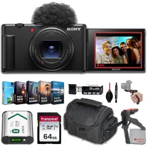 Sony ZV-1 II Digital Camera for Vloggers and Content Creators, 64GB Memory, Grip Tripod, Editing Software & More