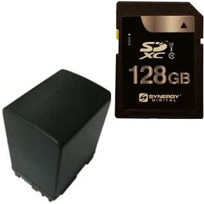 Synergy Digital Accessory Kit, Compatible with Canon Vixia HF G50 UHD 4K Camcorder includes: SDBP827 Battery, SY-SD128GB Memory Card