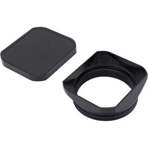 ASIXXSIX Square Metal Lens Hood Camera Lens Lens Fit for X100VI X100V X100F X100T X100S X100 X70 مع تقنية إعادة تنظيم ذكية غير لامعة وغطاء (أسود)