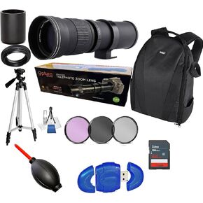 420-1600mm Aperture F/8-16 MF HD Manual Telephoto Zoom Lens for Nikon SLR Cameras D5500 D3300 D3200 D5300 D3400 D7200, D3500 D7500 D500 D600 D800 D810 D850 D5200 D7000 D7100,Backpack,64GB SD Card