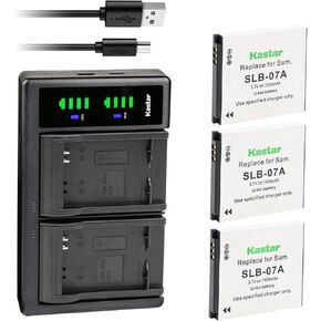 Kastar 1-Pack SLB-07A Battery and LTD2 USB Charger Replacement for Samsung SLB-07A, SLB-07B, Samsung TL Series, TL90, TL100, TL205, TL210, TL220, TL225, EC Series, EC-ST600ZCPBCN, EC-PL150ZCPLCN