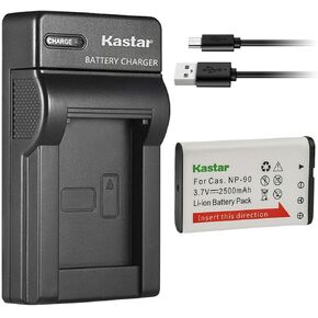 بطارية KASTAR 1 حزمة وشاحن USB نحيف متوافق مع CASIO NP-90 NP-90DBA بطارية ، شاحن BC-90L