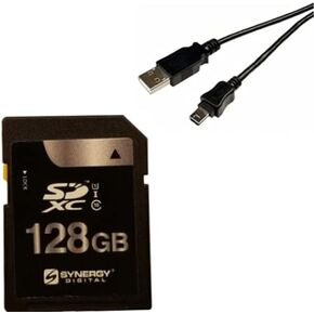 Synergy Digital Accessory Kit, Compatible with JVC GY-HM250SP UHD 4K Camcorder includes: USB5PIN USB Cable, SY-SD128GB Memory Card