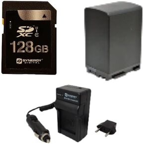 Synergy Digital Accessory Kit, Compatible with Canon Vixia HF G50 UHD 4K Camcorder includes: SDM-1503 Charger, ACD788 Battery, SY-SD128GB Memory Card